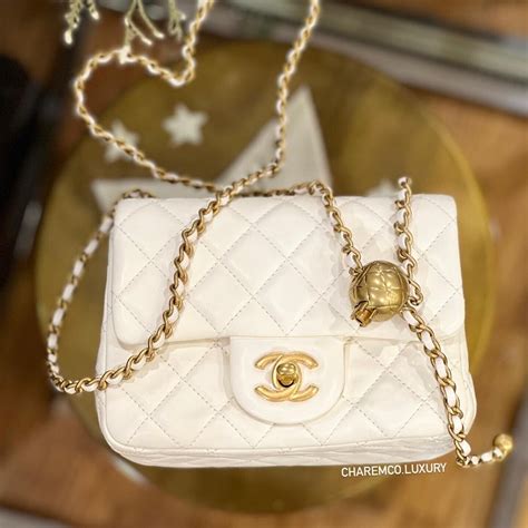 chanel 20s pearl crush gold ball mini flap bag